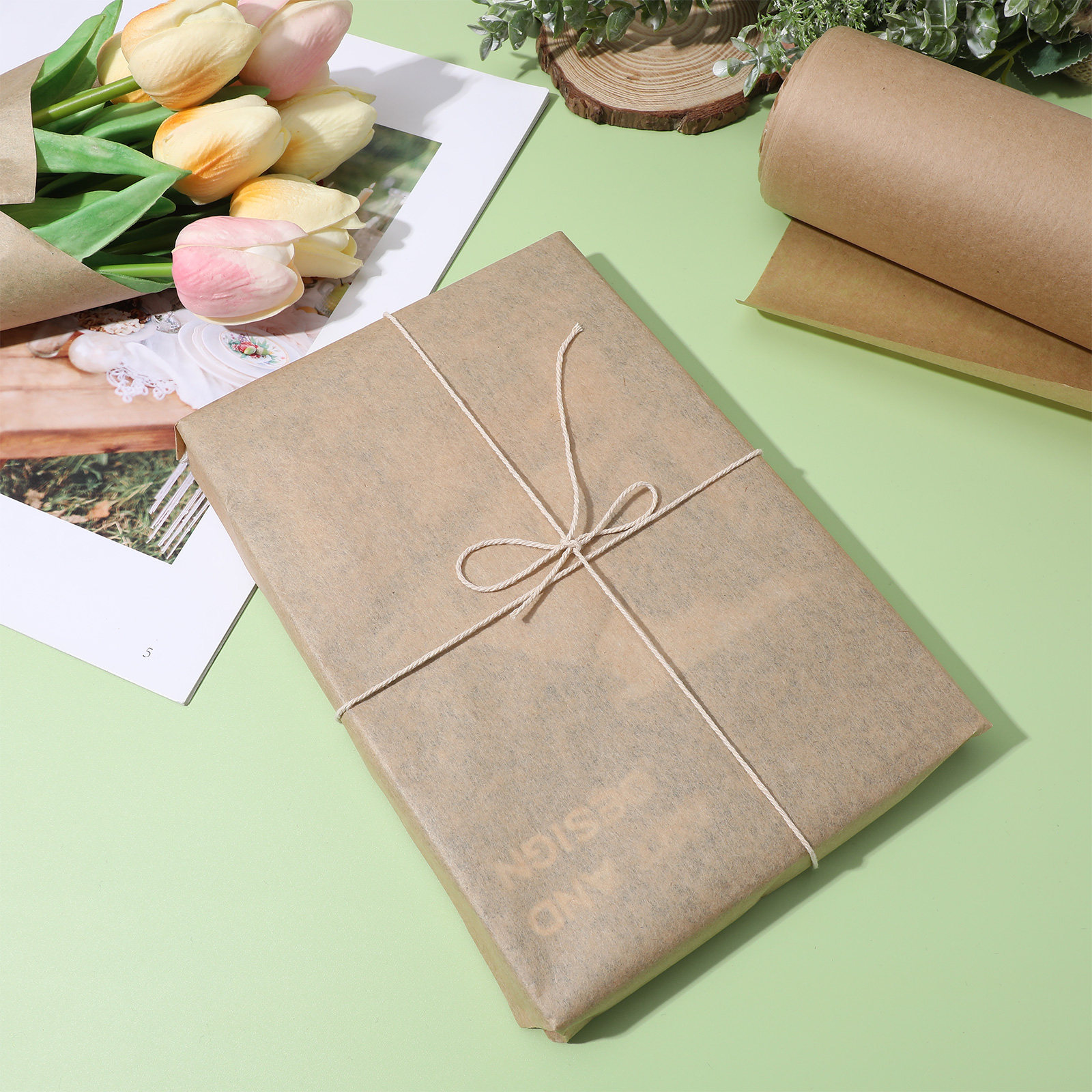 Flower Wrap Kraft - Kraft Paper Roll Brown Wrapping Paper