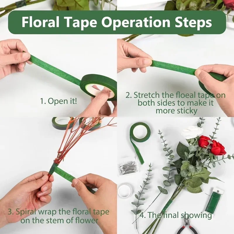 Floral Tape Green - 1-10rolls Bouquet Floral Stem Tapes Green