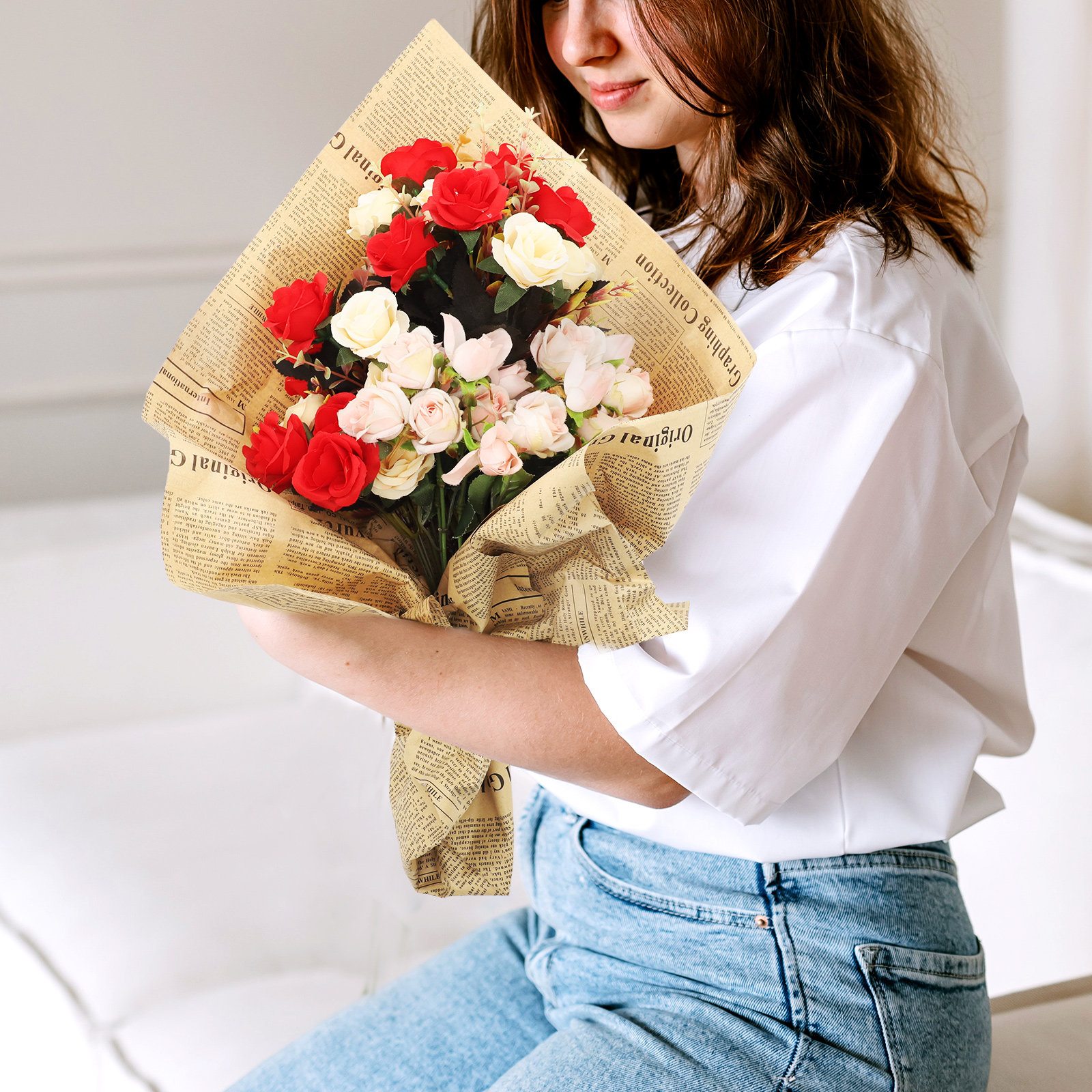 Flower Wrap Kraft - 20Pcs Vintage Newspaper Kraft Wrapping Paper