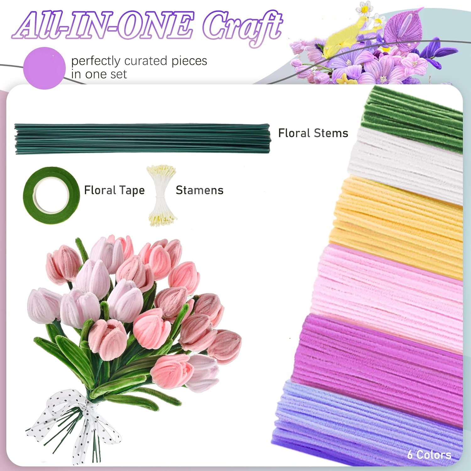 500 Pcs Pipe Cleaners Flower k - Floral Tape Green 리뷰 및 가격