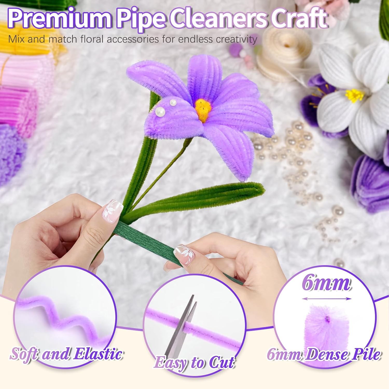 500 Pcs Pipe Cleaners Flower k - Floral Tape Green 리뷰 및 가격