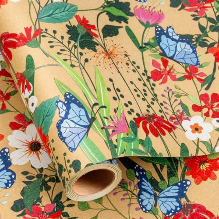 Kraft Flowers Wrapping Paper,  - Flower Wrap Kraft 리뷰 및 가격