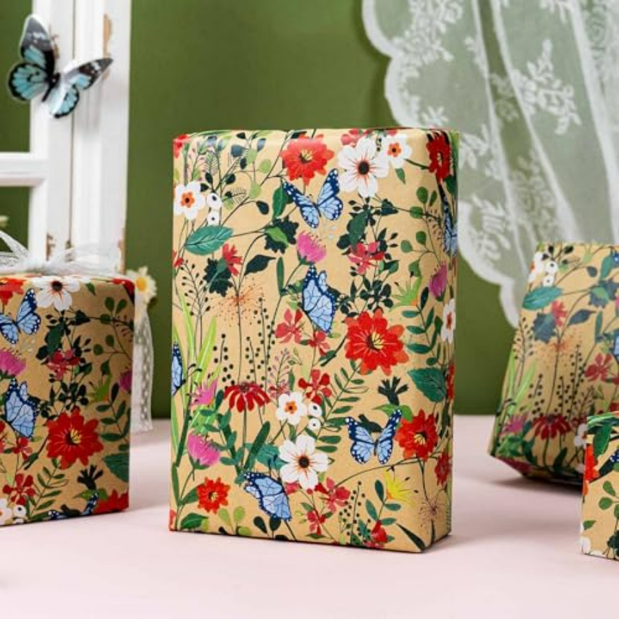 Kraft Flowers Wrapping Paper,  - Flower Wrap Kraft 리뷰 및 가격