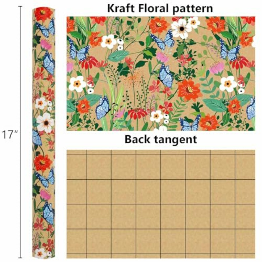 Kraft Flowers Wrapping Paper,  - Flower Wrap Kraft 리뷰 및 가격