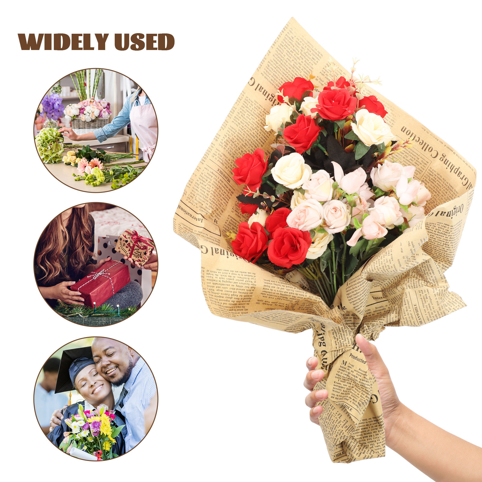 20Pcs Vintage Newspaper Kraft  - Flower Wrap Kraft 리뷰 및 가격